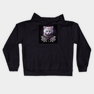 Dark Elegant White British Shorthair Kids Hoodie